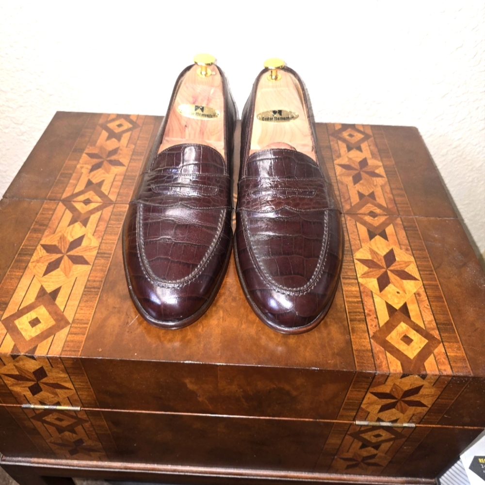 Brown Leather Penny Loafers with Strap - Picture 2 of 6